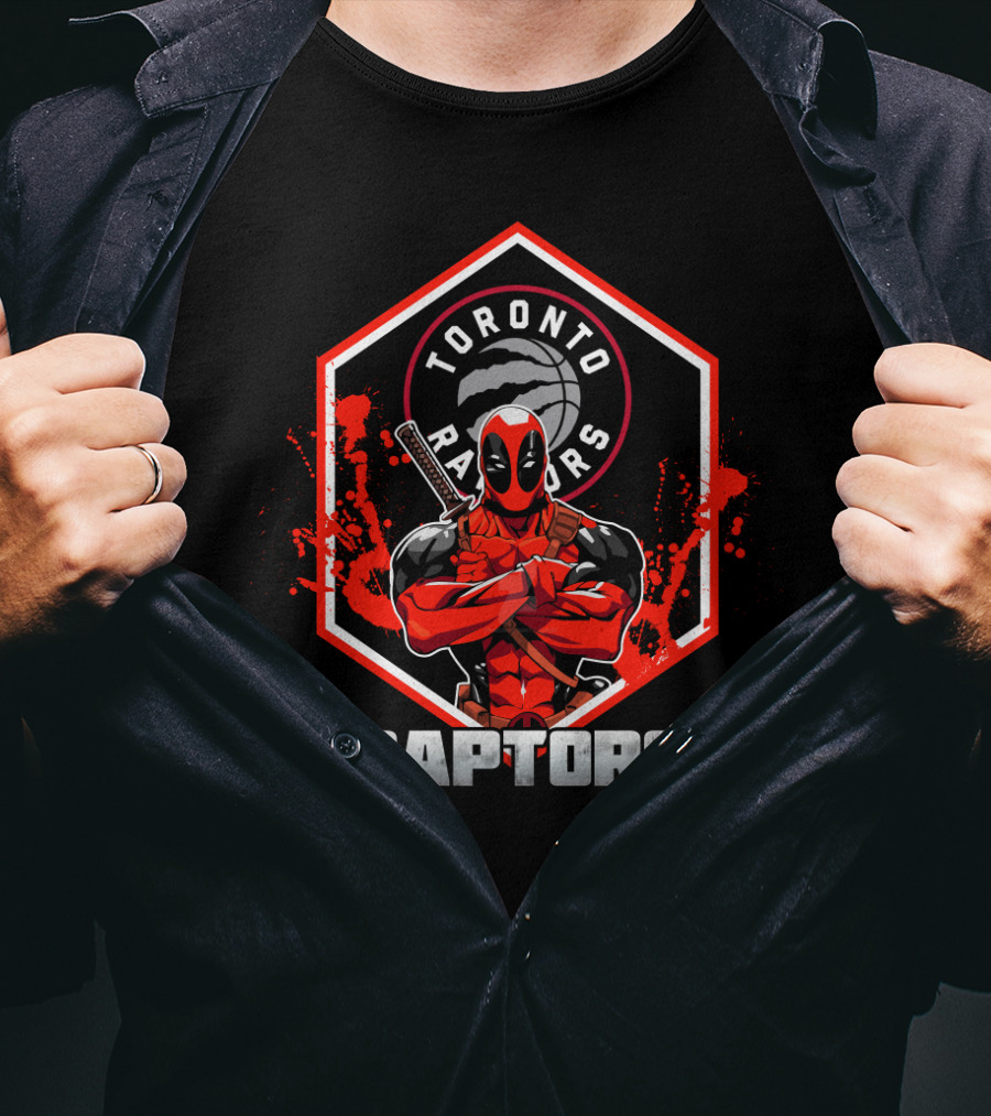 Deadpool Toronto Raptors Collaboration Fan Crossover T-Shirt