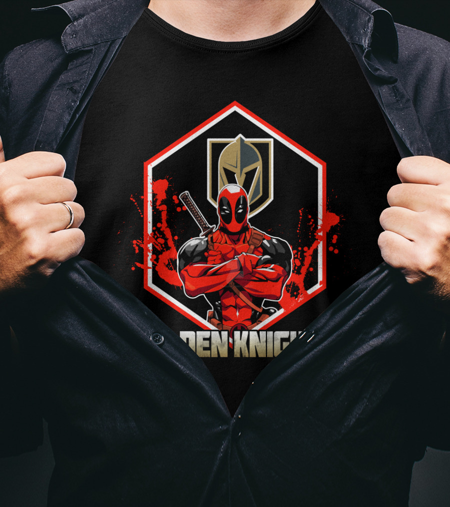 Deadpool Golden Knights Crossover Featuring Vegas Team T-Shirt