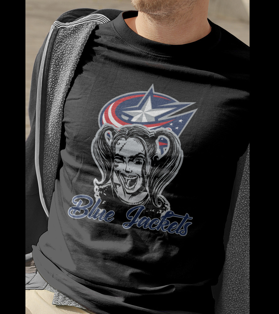 Harley Quinn & Columbus Blue Jackets Fan Blue Jackets T-Shirt