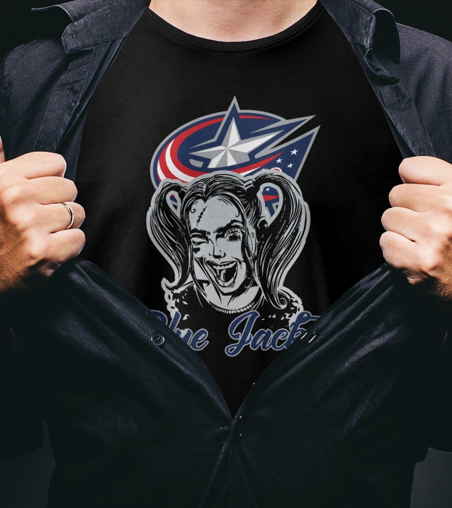 Harley Quinn & Columbus Blue Jackets Fan Blue Jackets T-Shirt