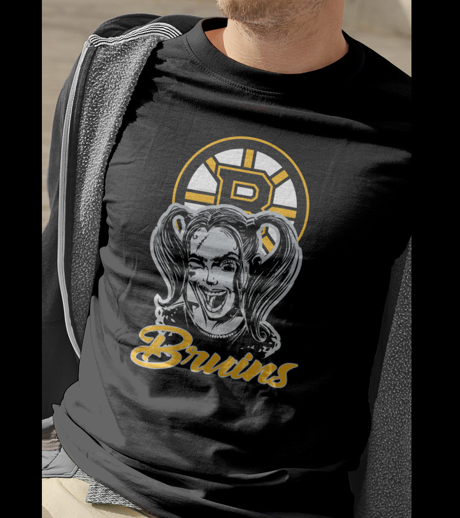 Harley Quinn Bruins Fan Art Imagery With Boston Bruins T-Shirt