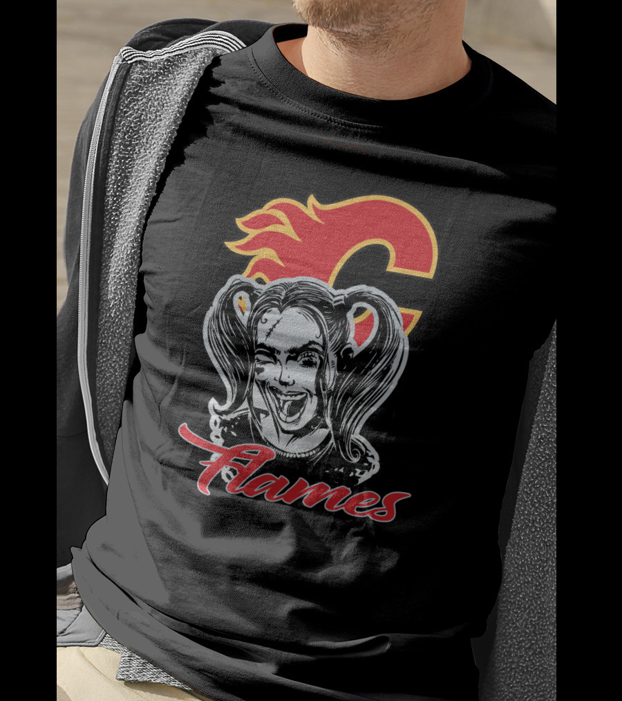 Harley Quinn Flames Calgary Fans T-Shirt