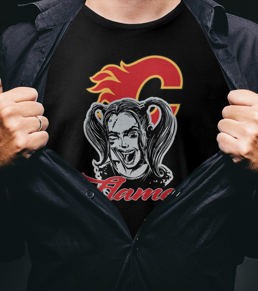 Harley Quinn Flames Calgary Fans T-Shirt