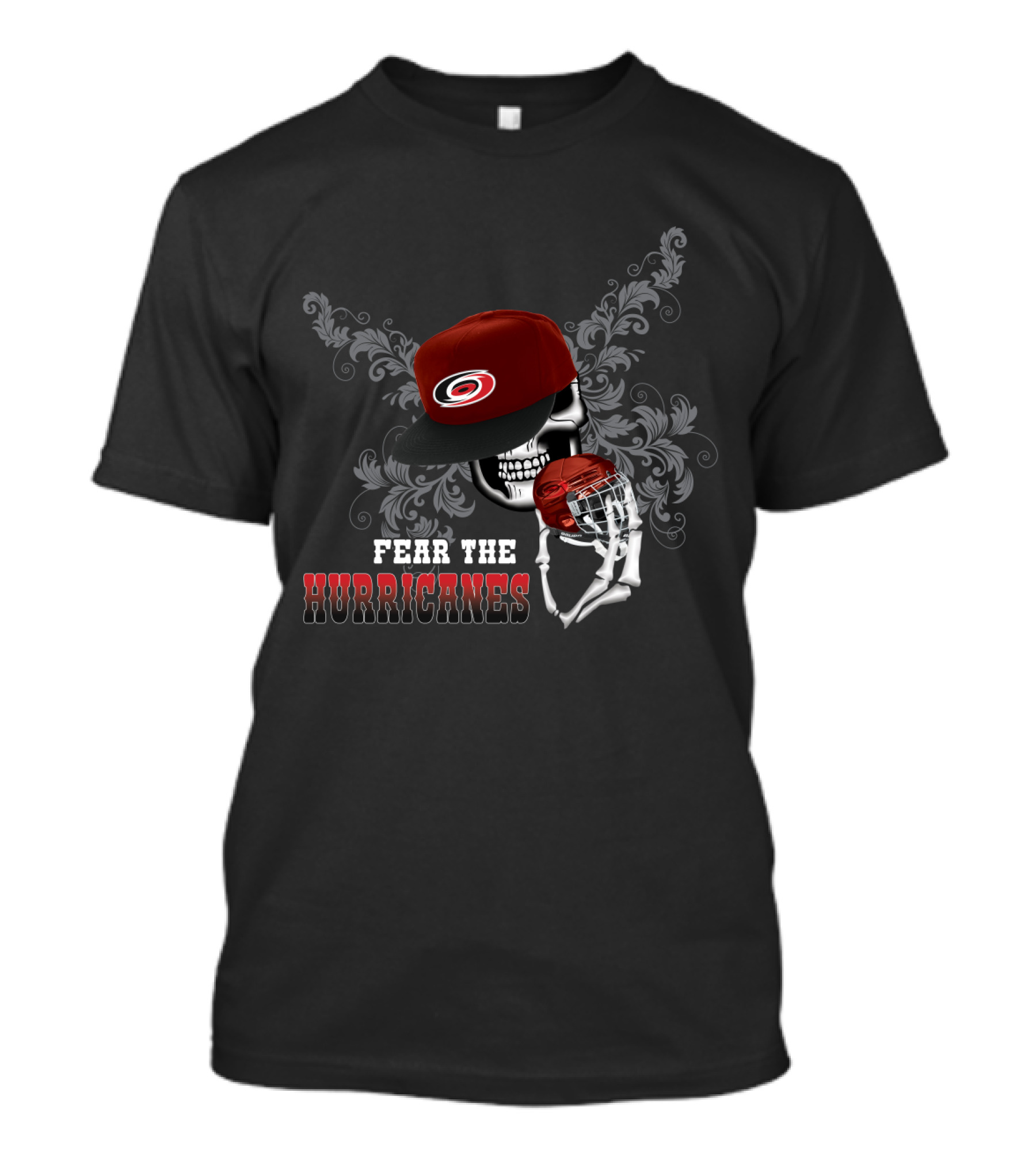 Fear The Carolina Hurricanes Skull Hat And Hockey T-Shirt