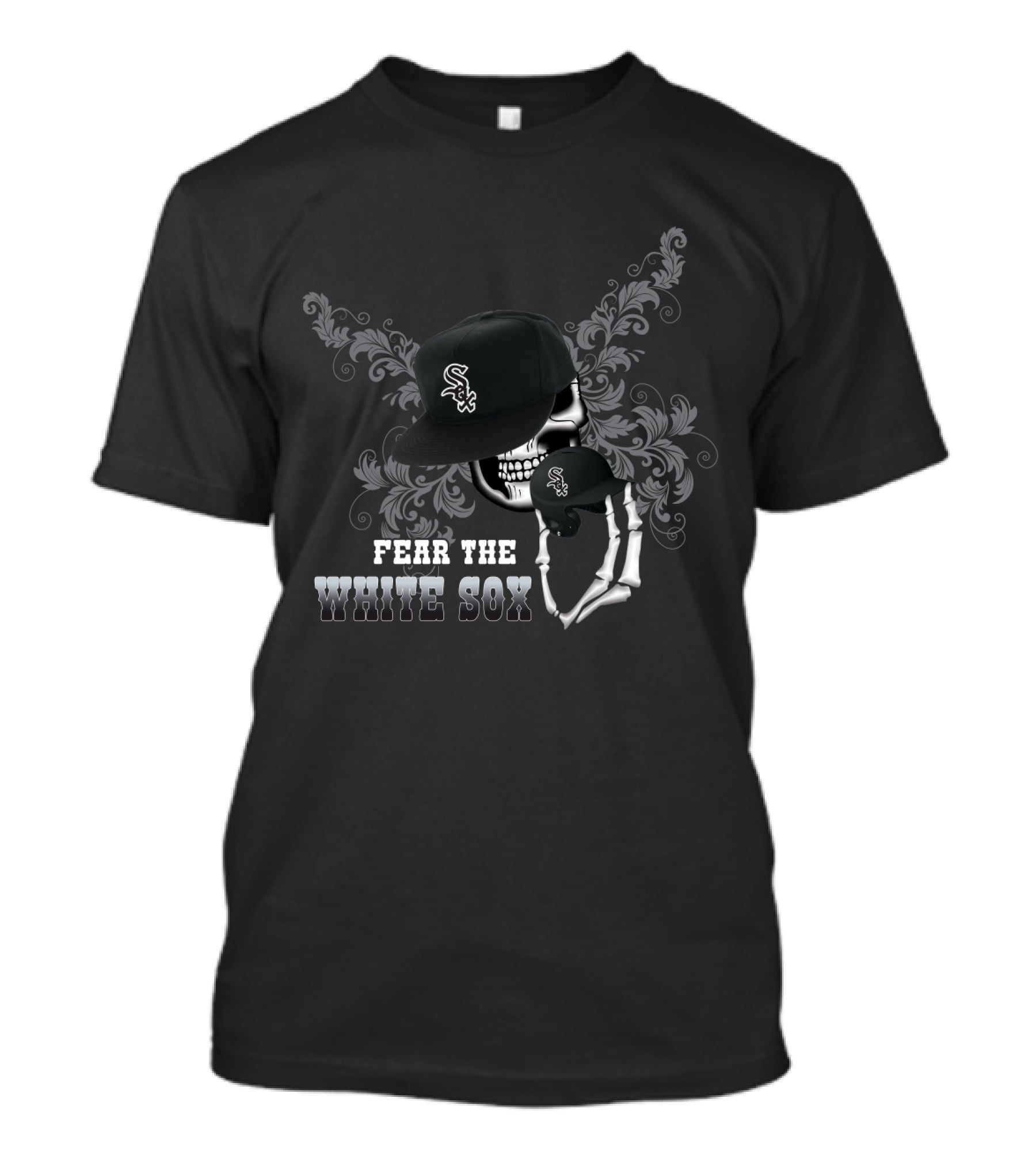Fear The Chicago White Sox Skull With Baseball Cap T-Shirt