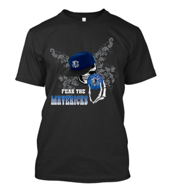 Fear The Mavericks Skull Holding Cap With Dallas Mavericks T-Shirt