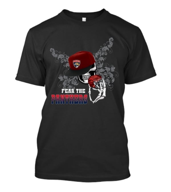 Fear The Panthers Florida Team Hockey Skull T-Shirt