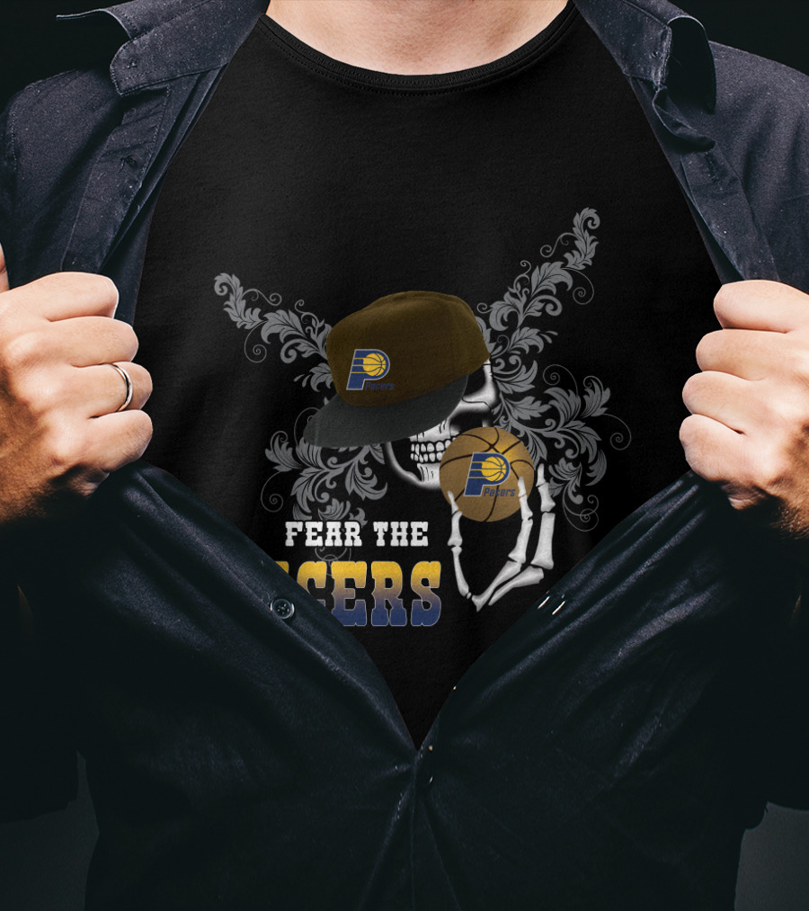 Fear The Pacers Indiana Skull And Basketball Cap T-Shirt