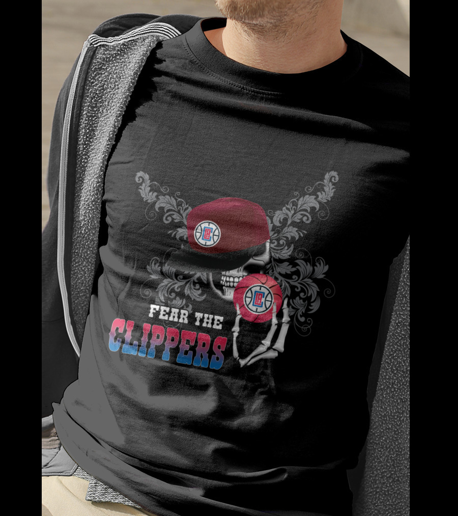 Fear The La Clippers Skull Hat Basketball Fan T-Shirt