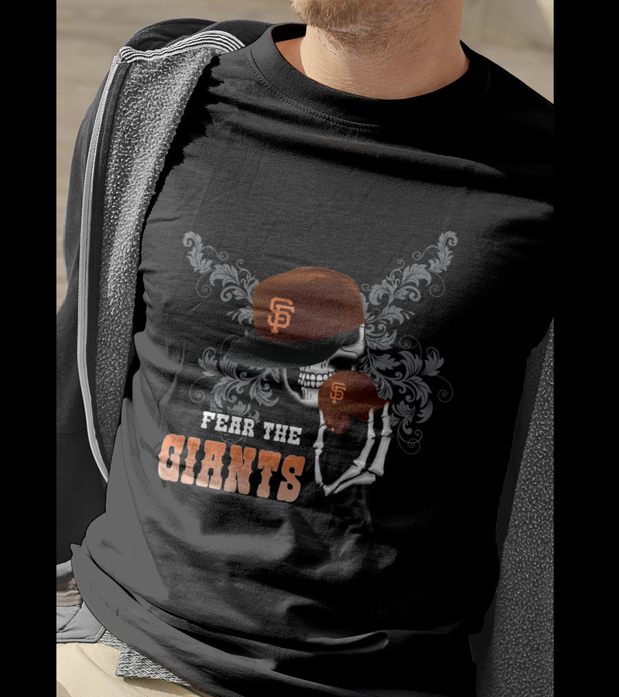Fear The Giants San Francisco Skull Skeleton Baseball Cap T-Shirt