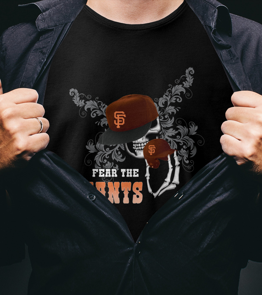 Fear The Giants San Francisco Skull Skeleton Baseball Cap T-Shirt