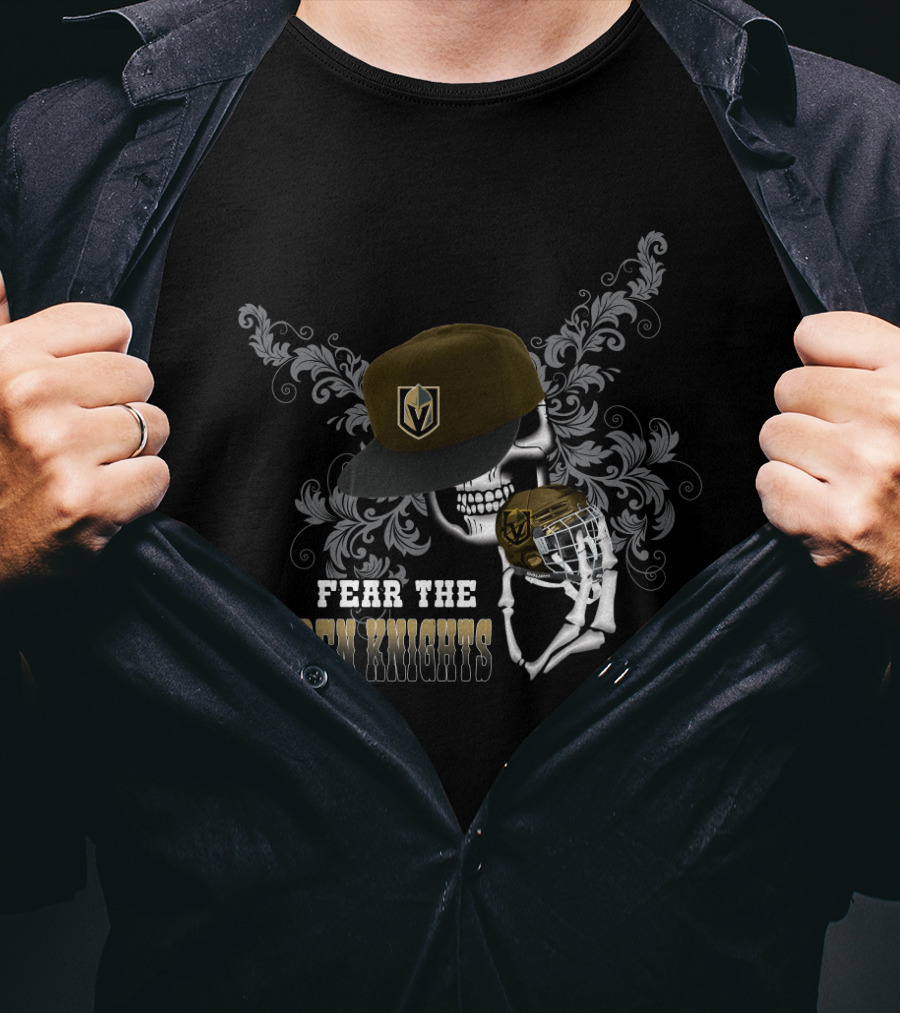 Fear The Golden Knights Skull And Hockey Helmet T-Shirt