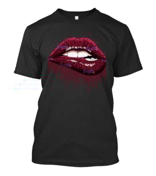 Sparkling Glitter Lips For Dedicated Atlanta Braves Fans T-Shirt