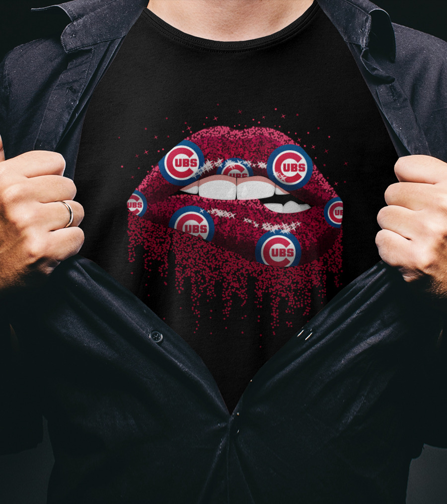 Glittering Chicago Cubs Lips With Team T-Shirt