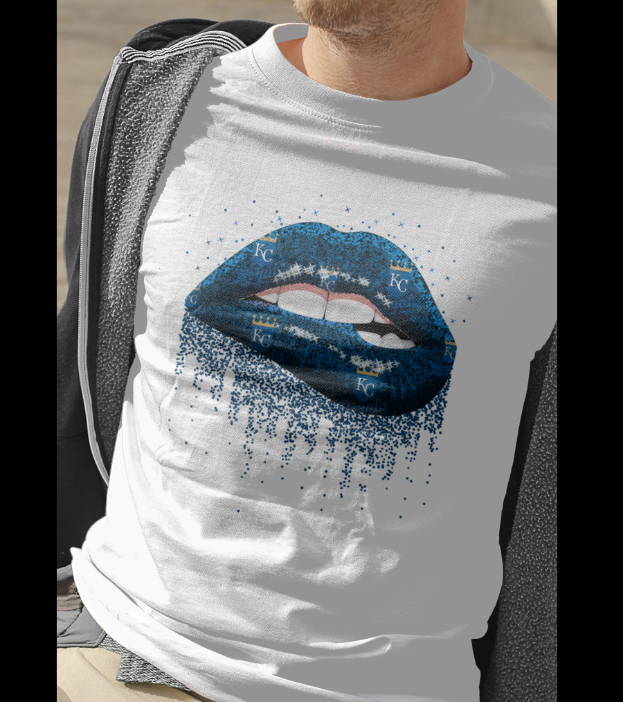 Kansas City Royals Glitter Blue Lips With KC T-Shirt