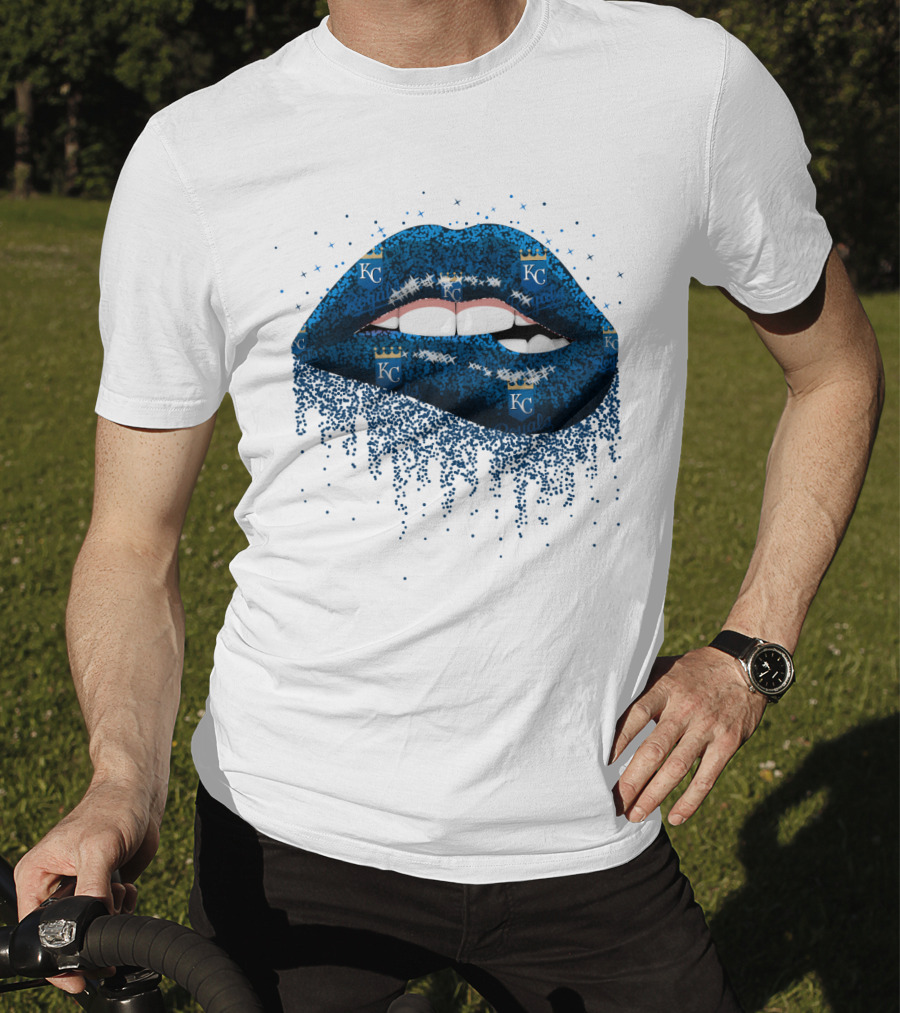 Kansas City Royals Glitter Blue Lips With KC T-Shirt