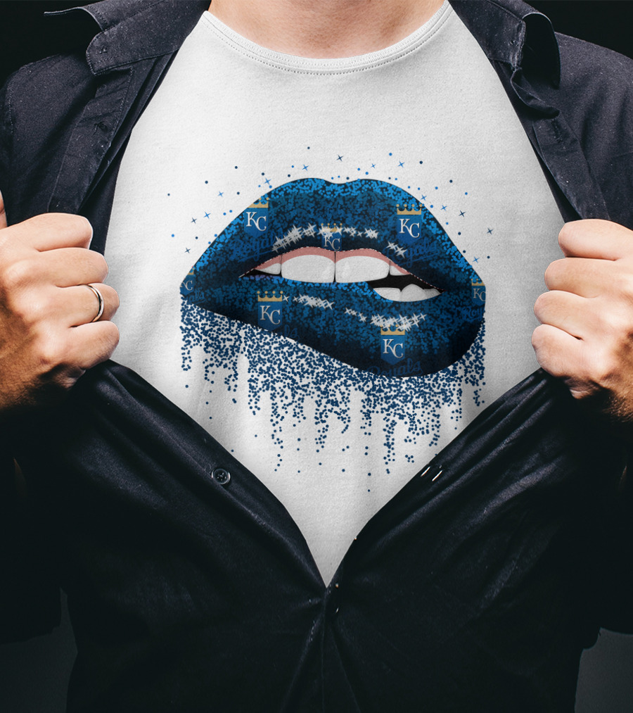 Kansas City Royals Glitter Blue Lips With KC T-Shirt