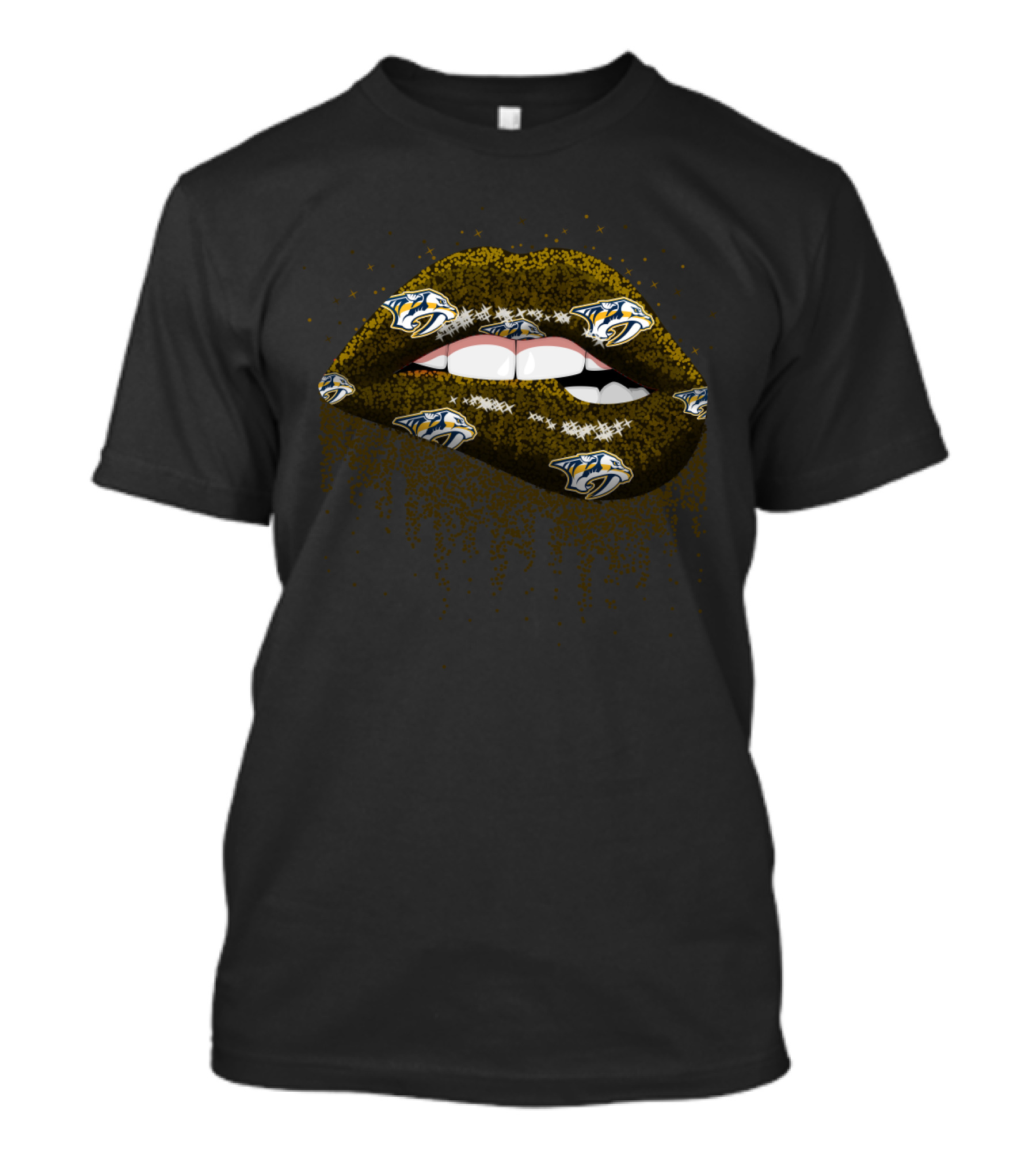 Nashville Predators Glitter Lips Fan Apparel Featuring Team T-Shirt