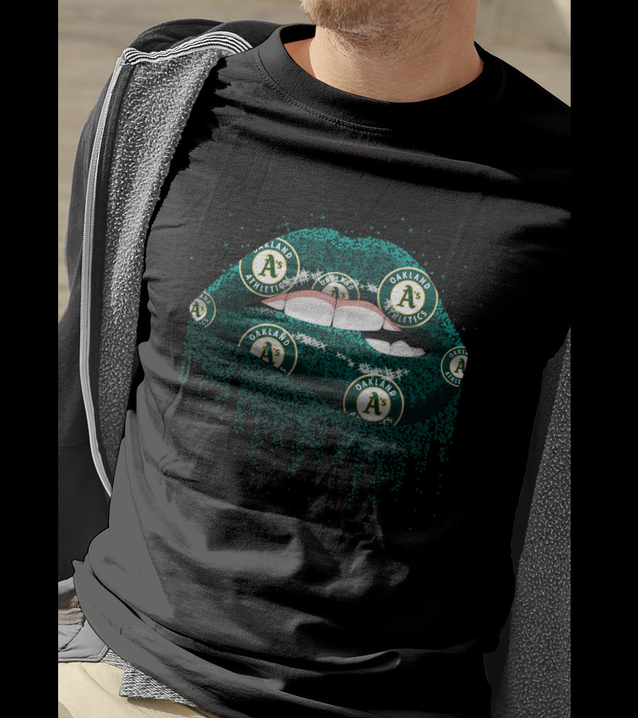 Oakland Athletics Glitter Lips Fan Icons T-Shirt
