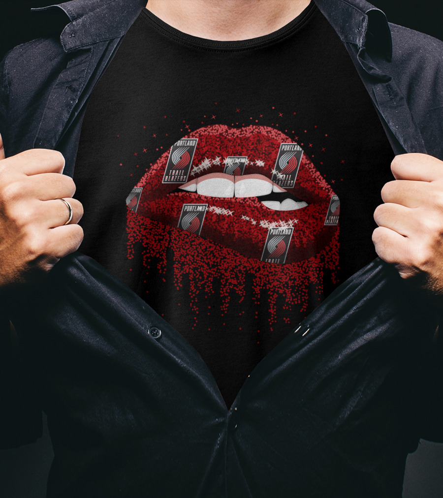 Portland Trail Blazers Red Lips Logo T-Shirt