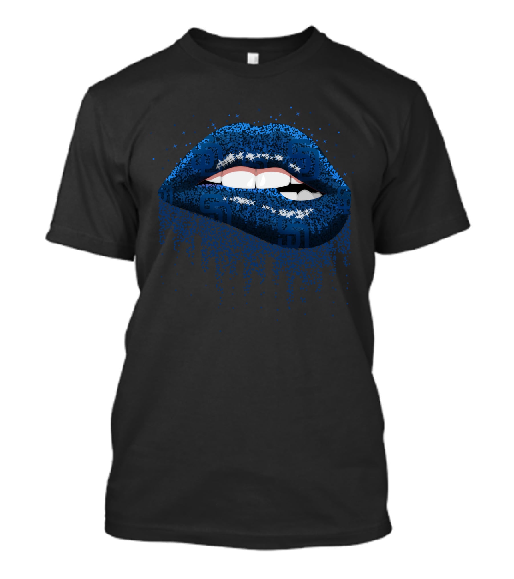 Sparkling Blue Glitter Lips For San Diego Padres Enthusiasts T-Shirt