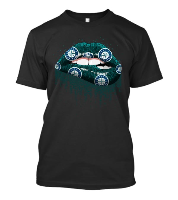 Seattle Mariners Glitter Lips Fan Art With Team T-Shirt