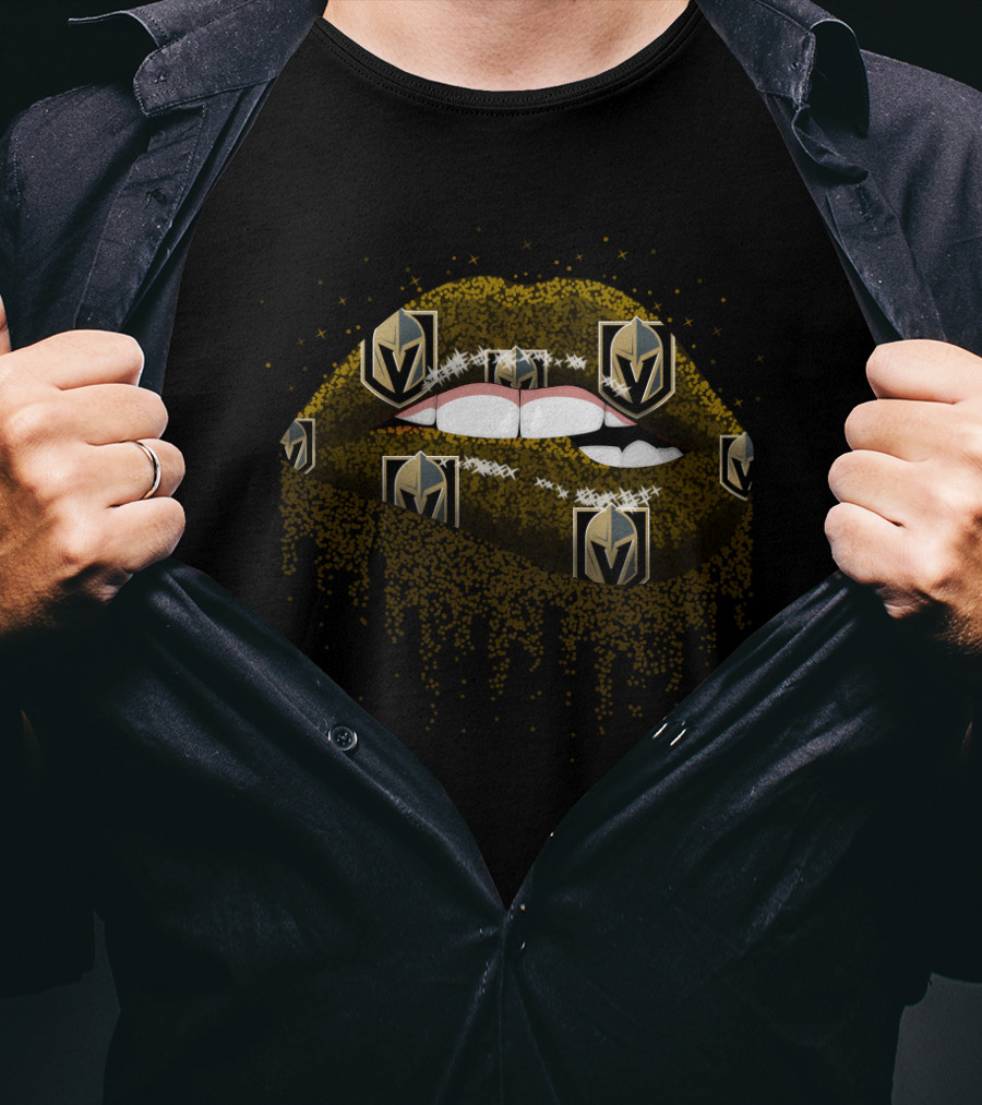 Vegas Golden Knights Glitter Lips T-Shirt