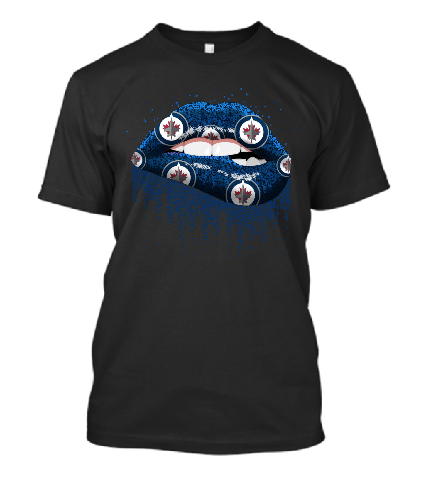 Winnipeg Jets Glitter Lips Fan Style With Team T-Shirt