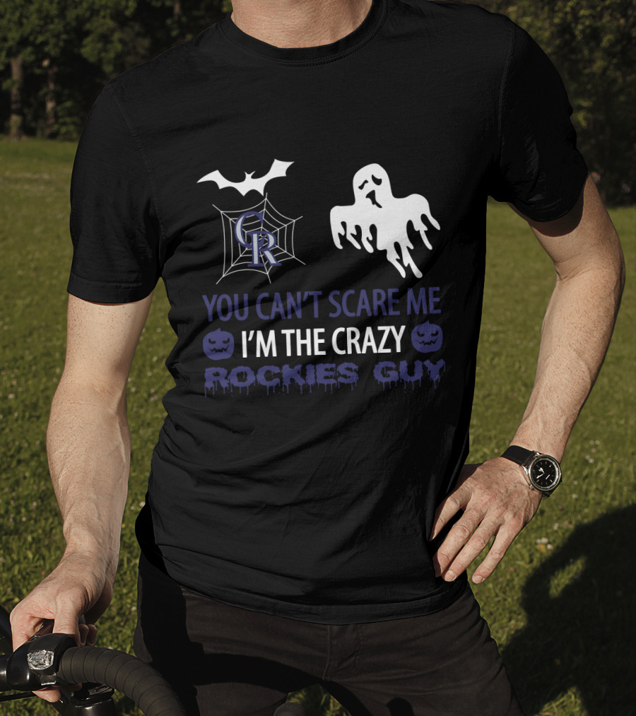 You Can't Scare Me I'm The Crazy Rockies Guy Halloween Ghost And Bat T-Shirt