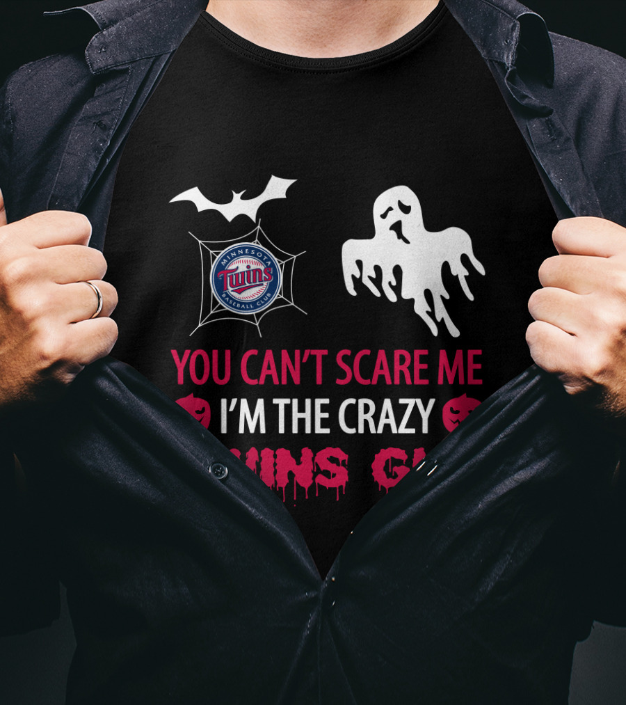 You Can't Scare Me I'm The Crazy Twins Guy Minnesota Baseball Halloween T-Shirt