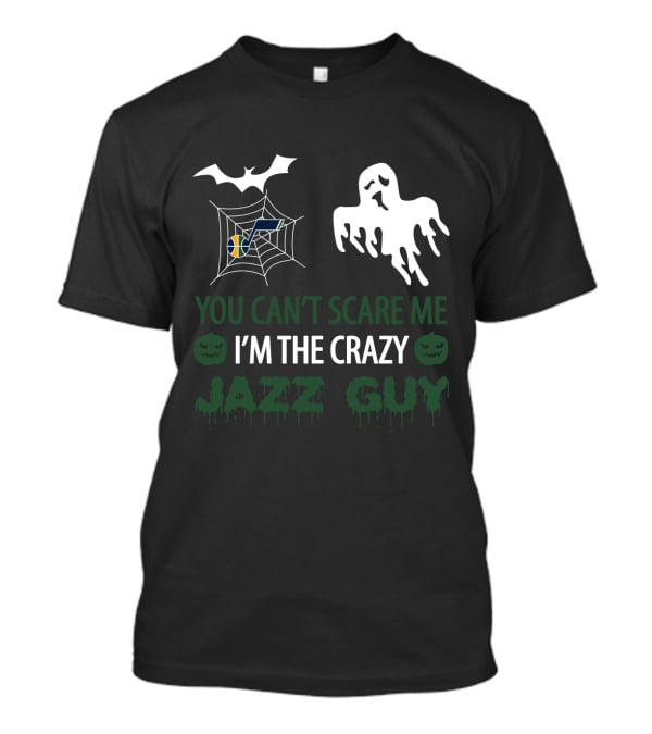 You Can't Scare Me I'm The Crazy Jazz Guy Halloween Ghost Bat Spiderweb T-Shirt