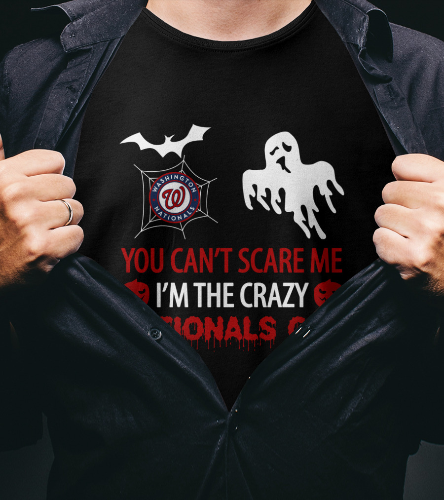 You Can't Scare Me I'm The Crazy Washington Nationals Guy Halloween Ghost Bat Pumpkin T-Shirt