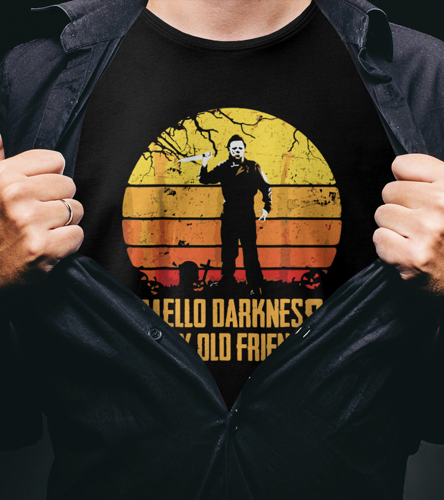 Hello Darkness My Old Friend Michael Myers Retro Sunset T-Shirt