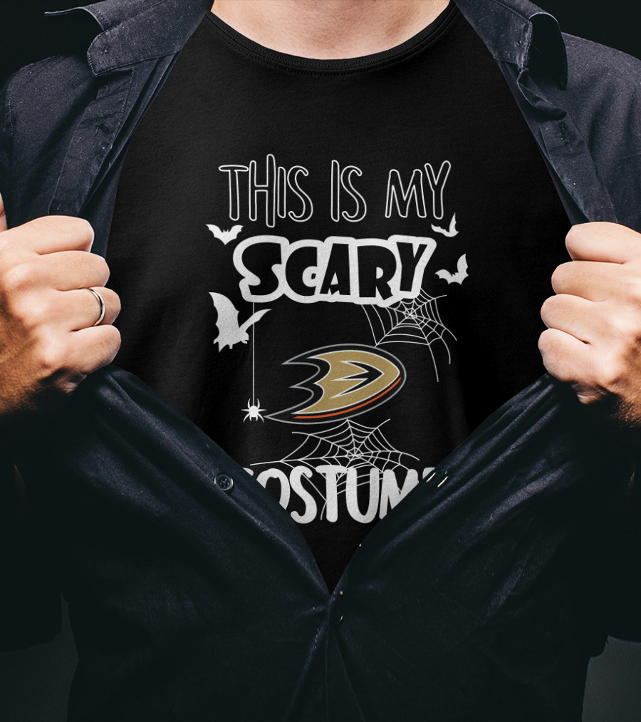 This Is My Scary Costume Anaheim Ducks Logo With Bats And Spiderwebs T-Shirt