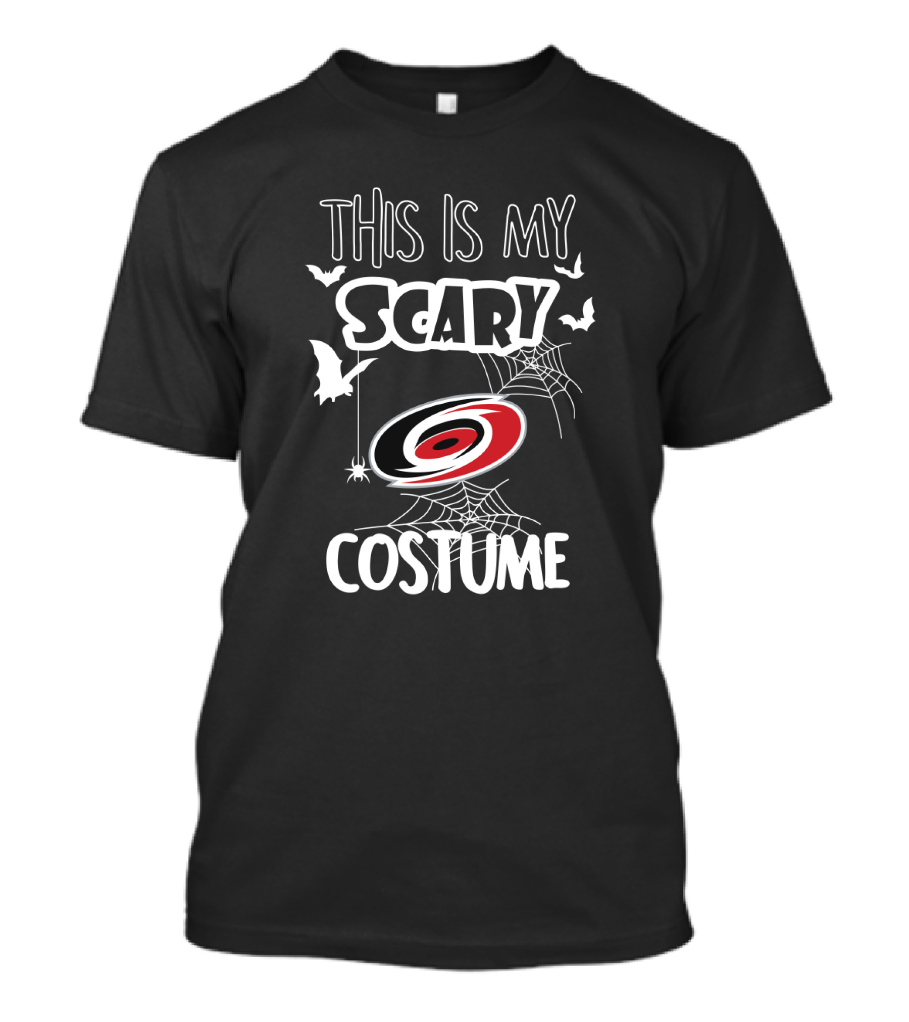 This Is My Scary Carolina Hurricanes Costume Halloween Design With Bats And Spiderwebs T-Shirt