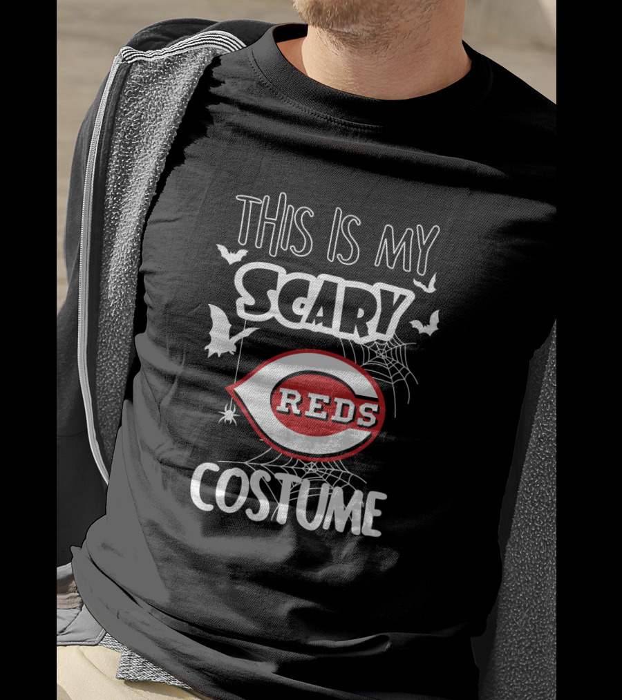 This Is My Scary Cincinnati Reds Costume Halloween-Themed Spiders Bats T-Shirt