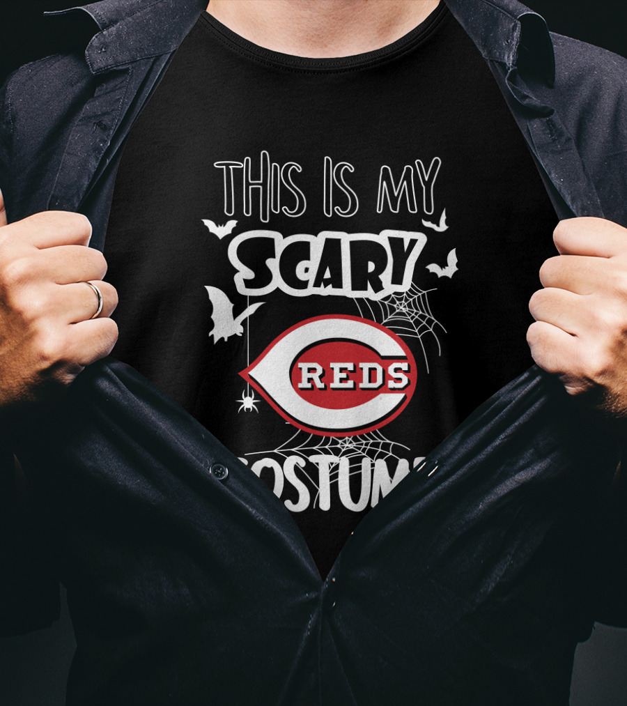 This Is My Scary Cincinnati Reds Costume Halloween-Themed Spiders Bats T-Shirt