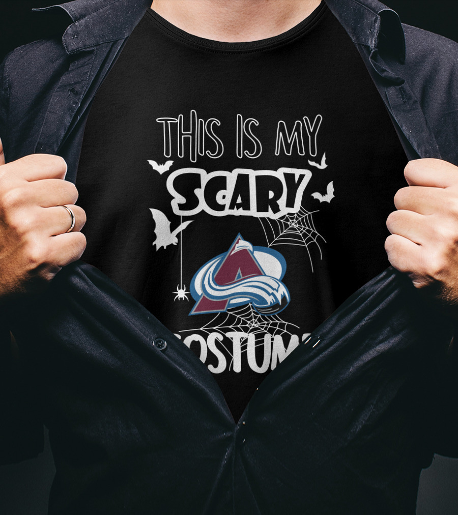 This Is My Scary Colorado Avalanche Costume With Halloween Bats And Spiderwebs T-Shirt
