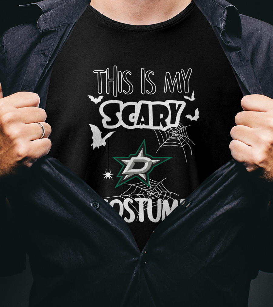 This Is My Scary Costume Dallas Stars Logo Bat Spider Web Halloween T-Shirt