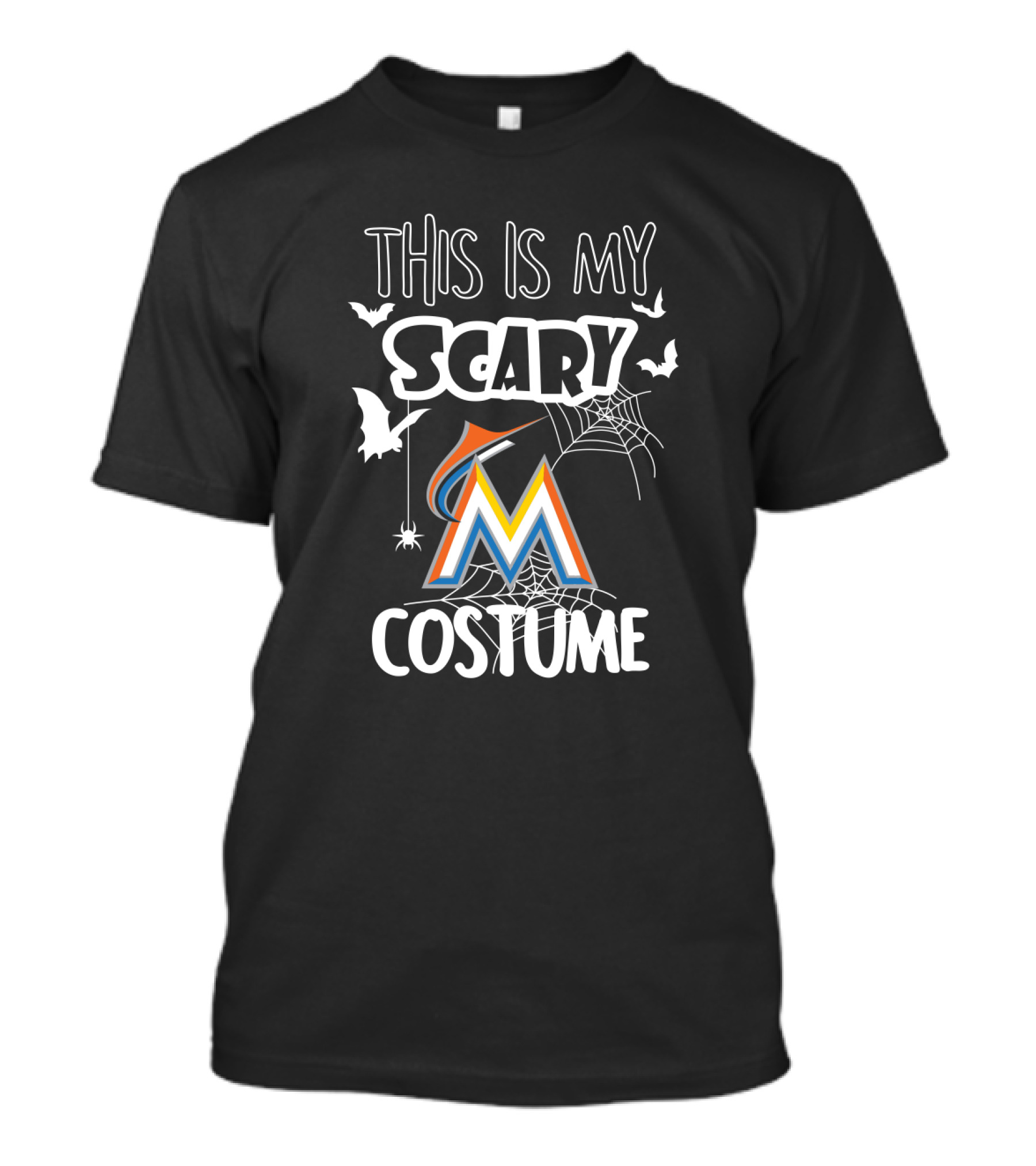 This Is My Scary Miami Marlins Costume With Bats And Spiderwebs T-Shirt