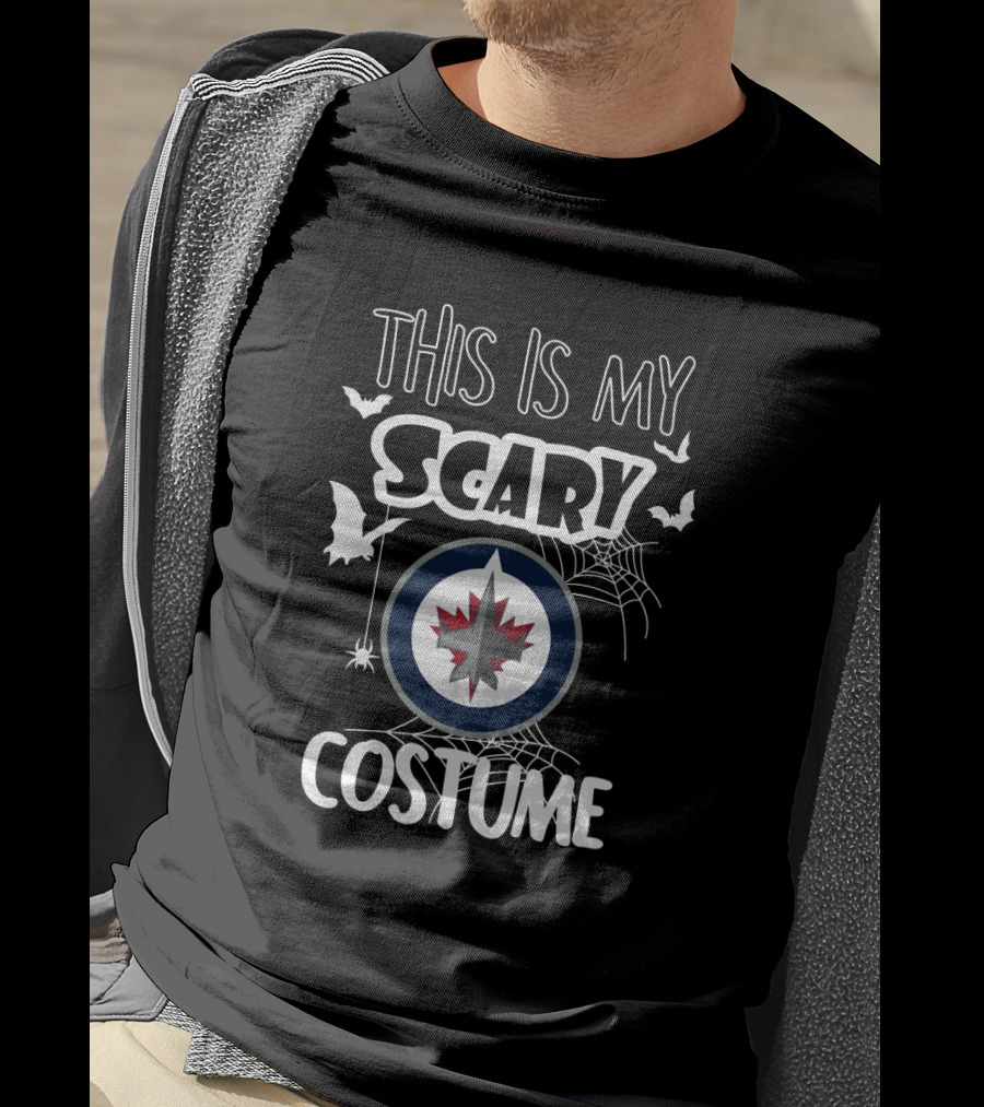 This Is My Scary Costume Winnipeg Jets Halloween Bats And Spiderwebs T-Shirt