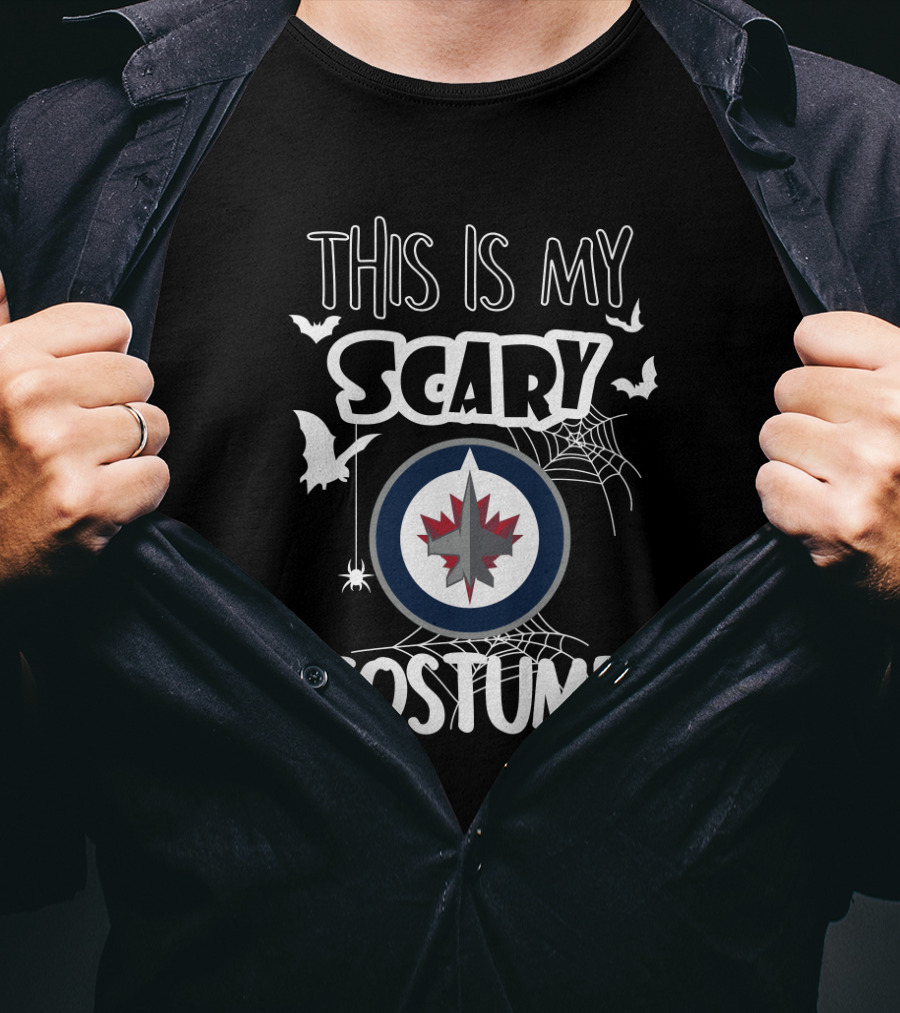 This Is My Scary Costume Winnipeg Jets Halloween Bats And Spiderwebs T-Shirt