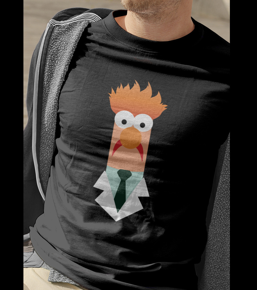 Beaker Character Muppets Scientist Iconic Lab Coat And Tie T-Shirt