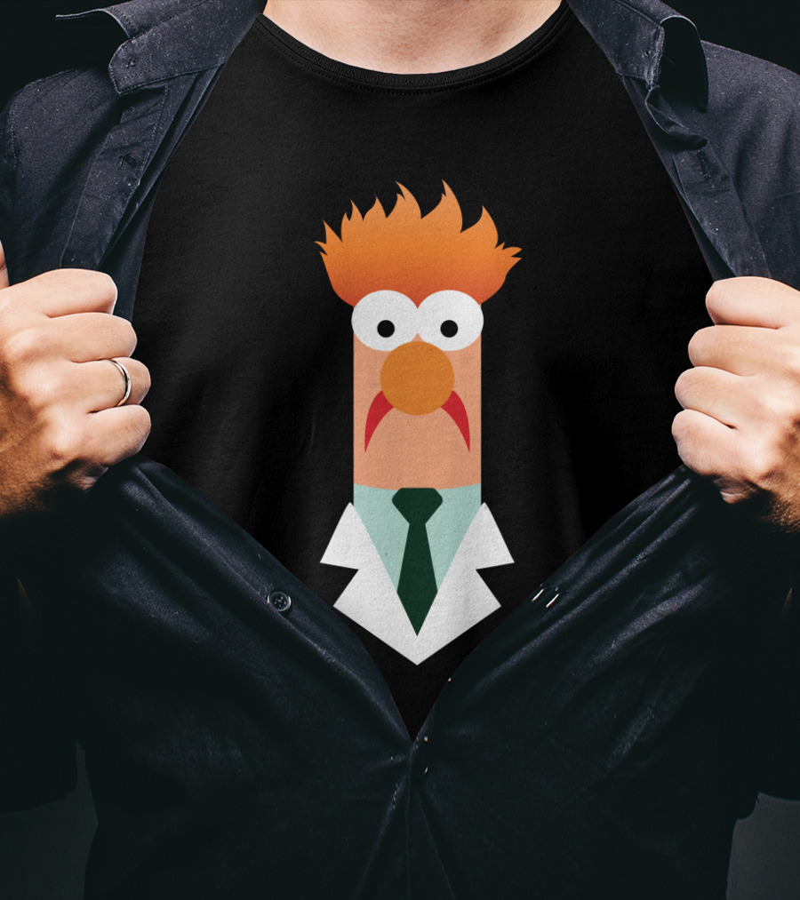 Beaker Character Muppets Scientist Iconic Lab Coat And Tie T-Shirt