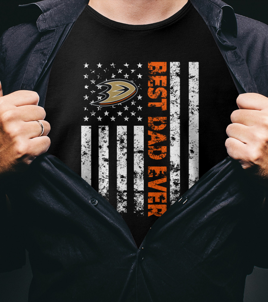 Anaheim Ducks Best Dad Ever Grunge American Flag T-Shirt