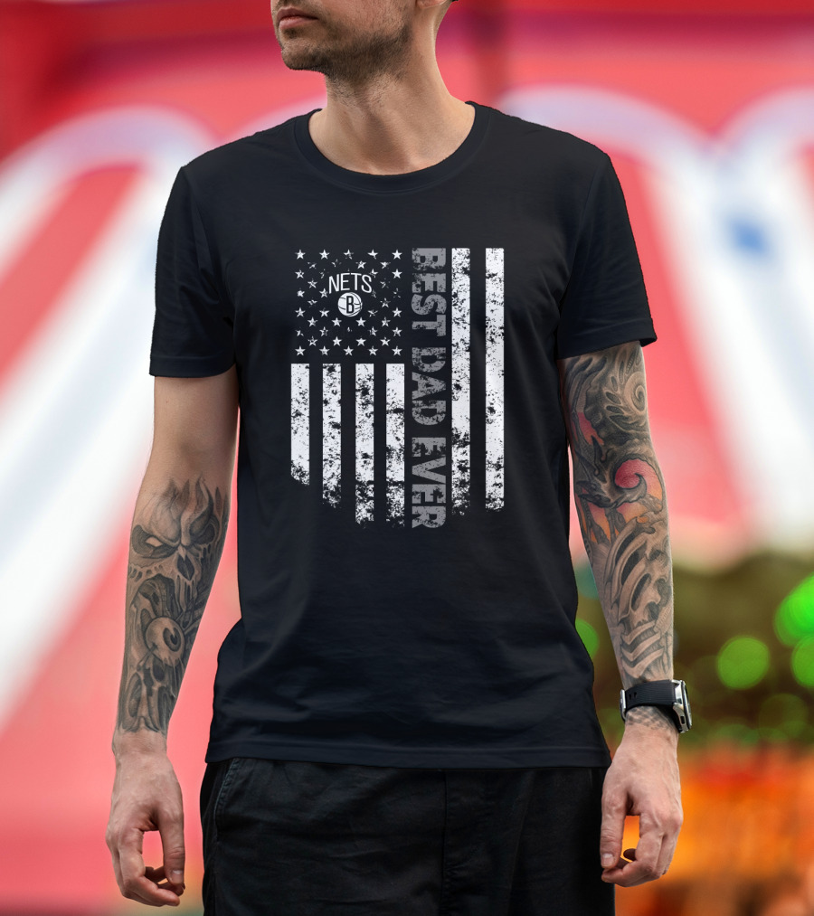 Brooklyn Nets Best Dad Ever Vertical Flag T-Shirt