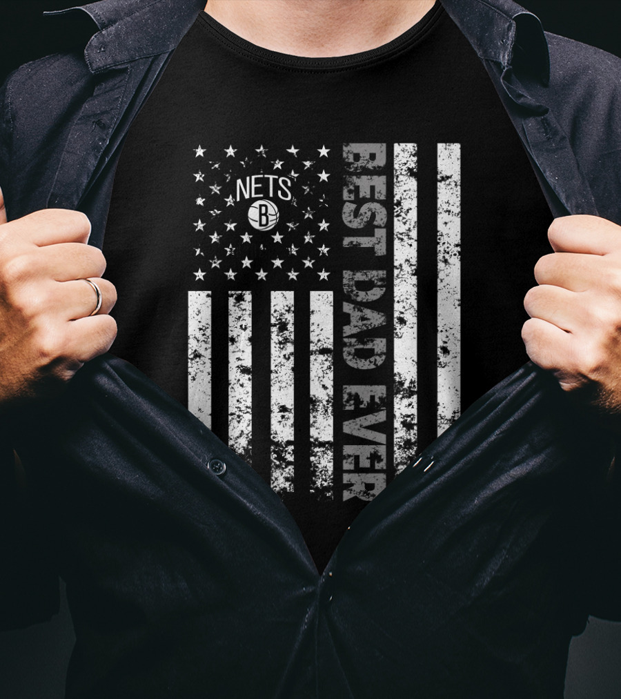 Brooklyn Nets Best Dad Ever Vertical Flag T-Shirt