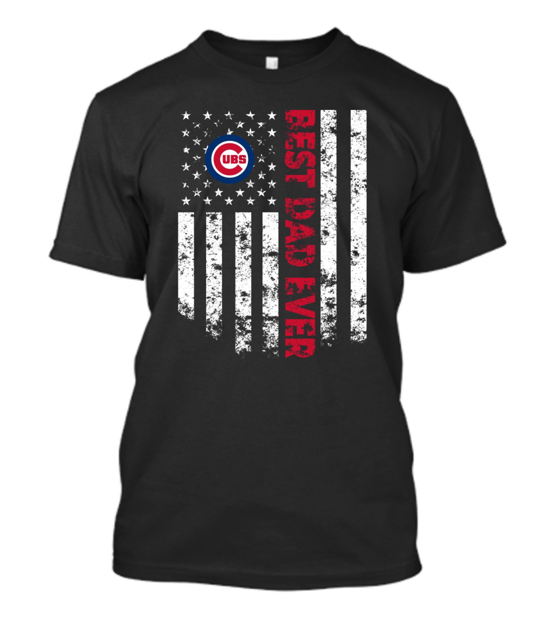 Chicago Cubs Best Dad Ever With Flag T-Shirt
