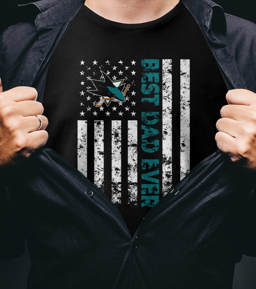 Best Dad Ever San Jose Sharks American Flag T-Shirt