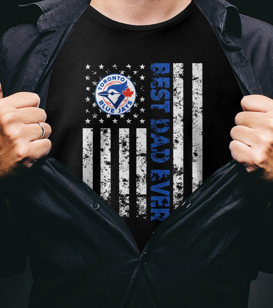 Best Dad Ever Toronto Blue Jays Logo Stripes T-Shirt